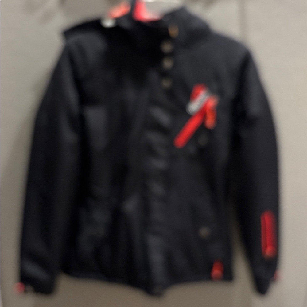 Morrow Women’s hooded Ski Jacket - Black Jacket with Red Accents